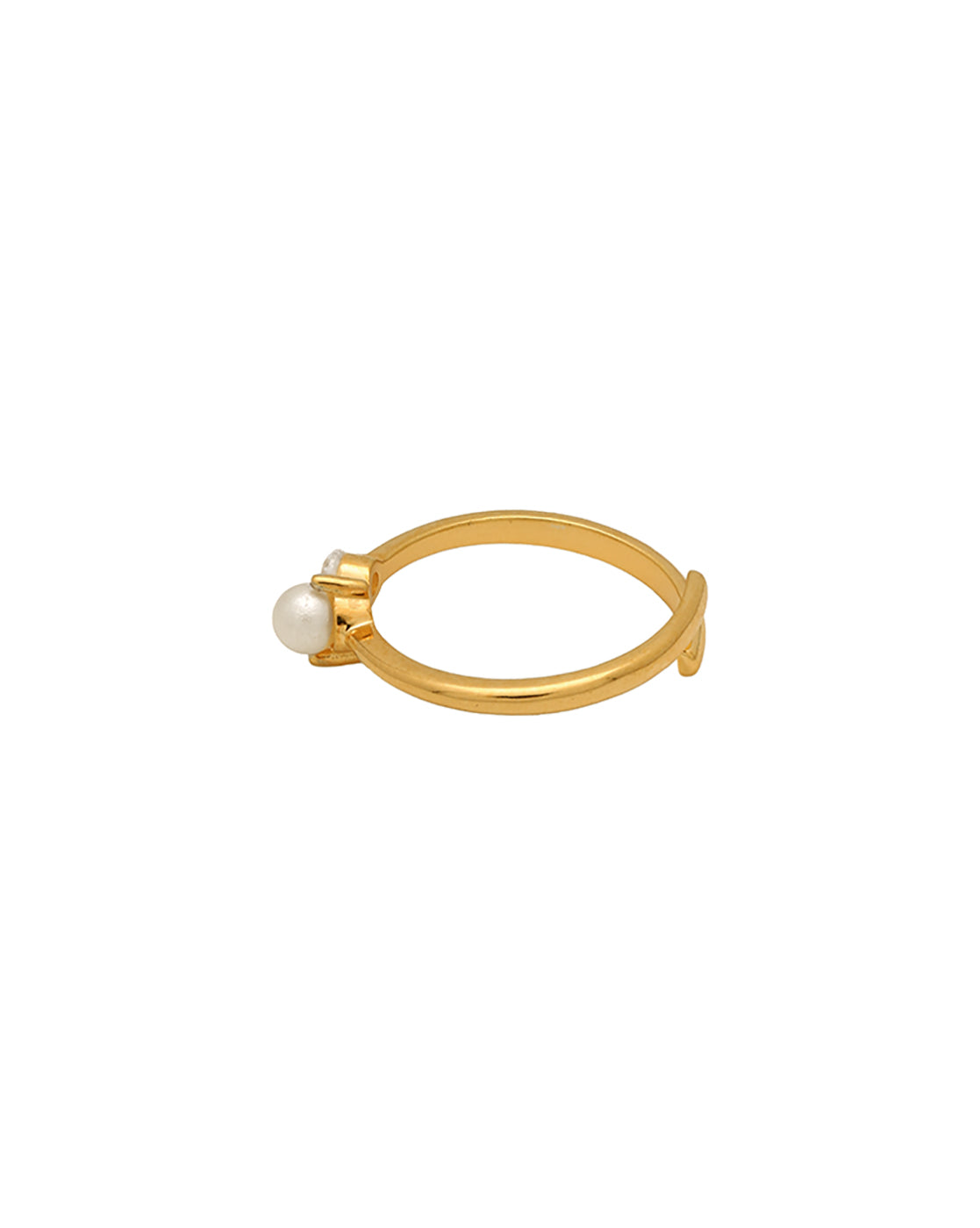 Gold Plated Solitaire with Pearl Adjustable Ring