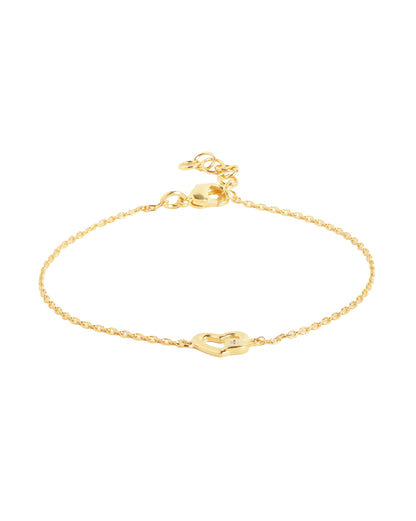 18kt Gold Plated CZ Studded Double Heart Adjustable Link Charm Bracelet