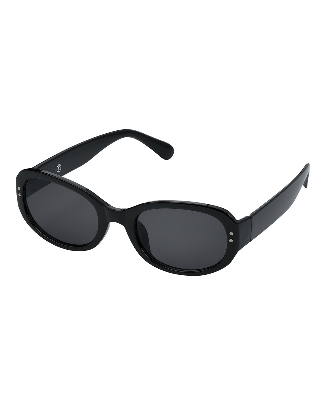 Women Black Toned UV Protected Black Lens Oval Retro Sunglasses