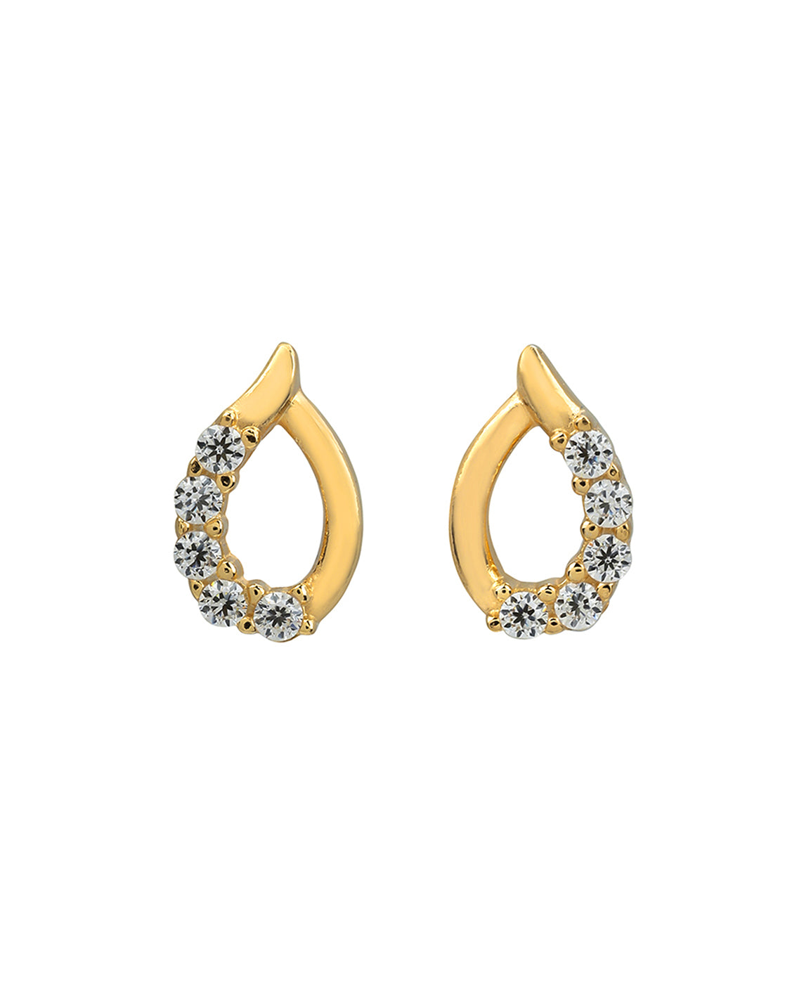 925 Sterling Silver 18kt Gold Plated CZ Teardrop Petite Stud Earring