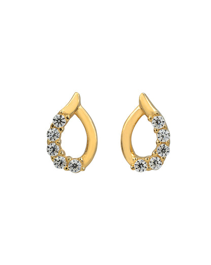 925 Sterling Silver 18kt Gold Plated CZ Teardrop Petite Stud Earring