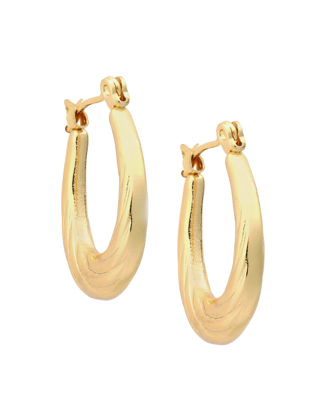 Gold-Plated Twisted Oval Hoop Earrings