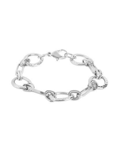 Men Silver Plated Inter - Link Bracelet