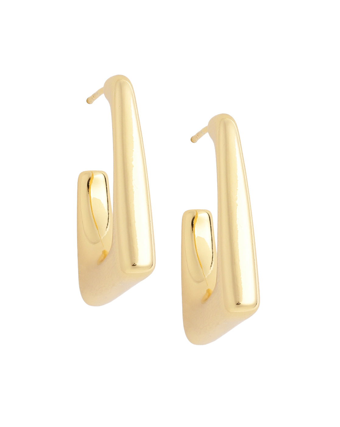 Gold Plated Designer Square Half Hoop Earring