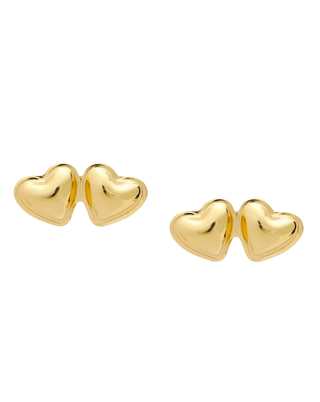 Gold Plated Minimal Twin Heart Stud Earring