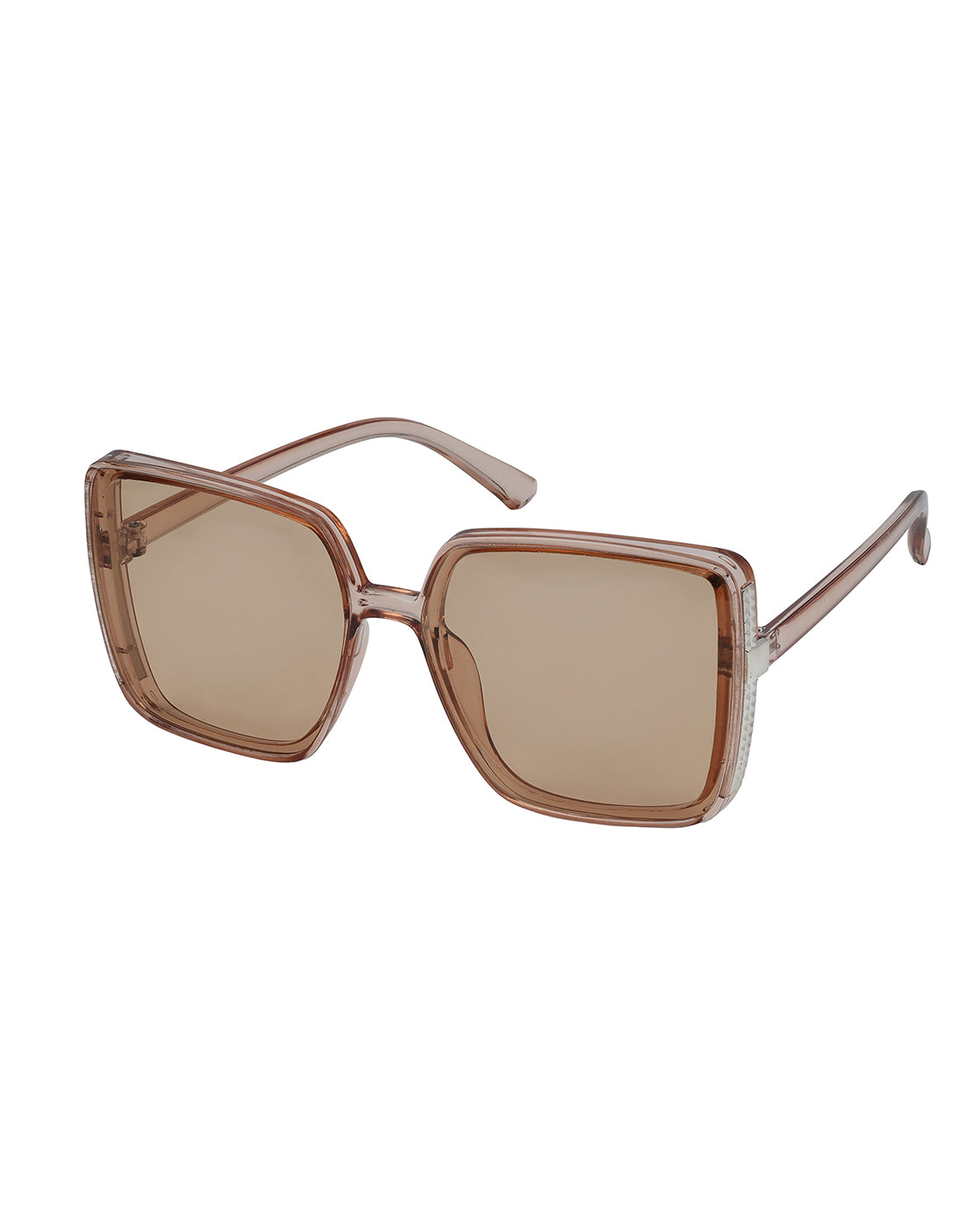 Women Nude &amp; Silver Toned UV Protected Clear Lens Oversized Sunglasses