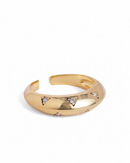 18kt Gold Plated CZ Adjustable Finger Ring