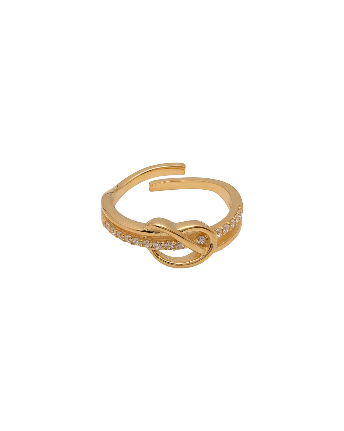 Gold Plated Red CZ Heart Adjustable Ring