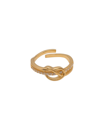 Gold Plated Red CZ Heart Adjustable Ring