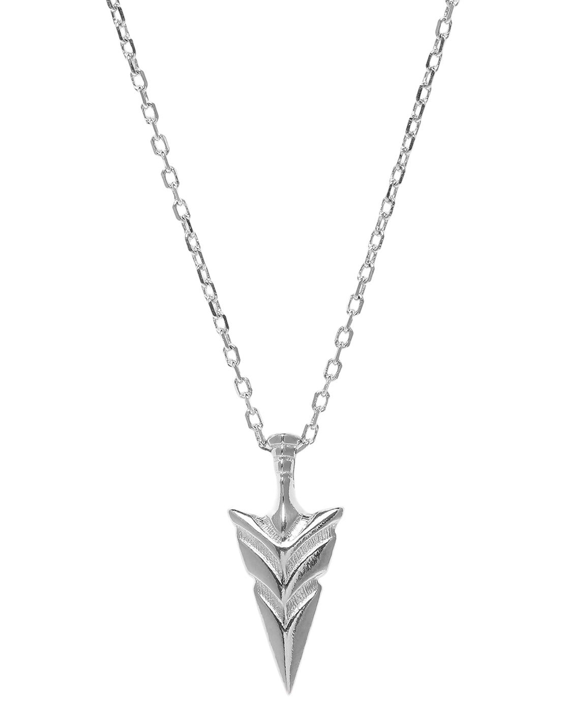 Men Rhodium Plated Arrow Pendant and Chain