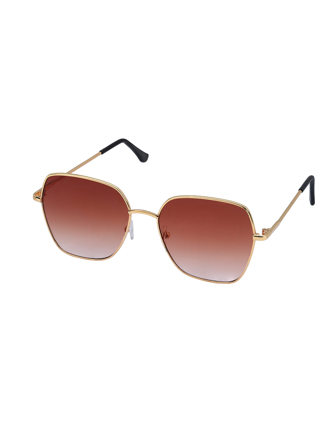 Women Gold and Black Toned Brown UV Protected Lens Oversized Sunglasses