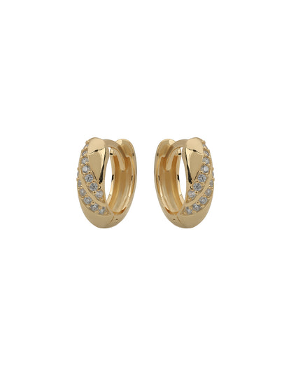 18kt Gold Plated CZ Criss Cross Mini Hoop Earrings