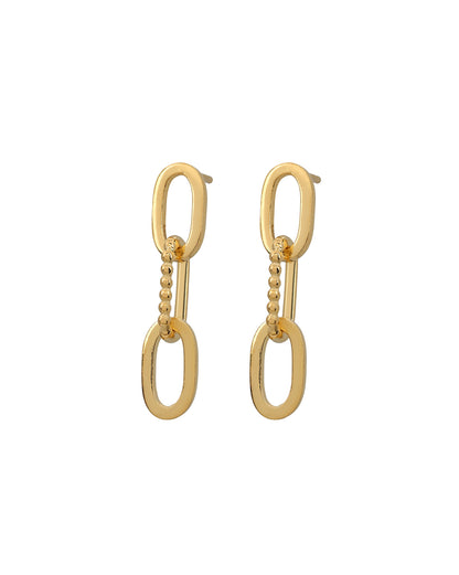 18kt Gold Plated Triple Link Interlocking Drop Earring