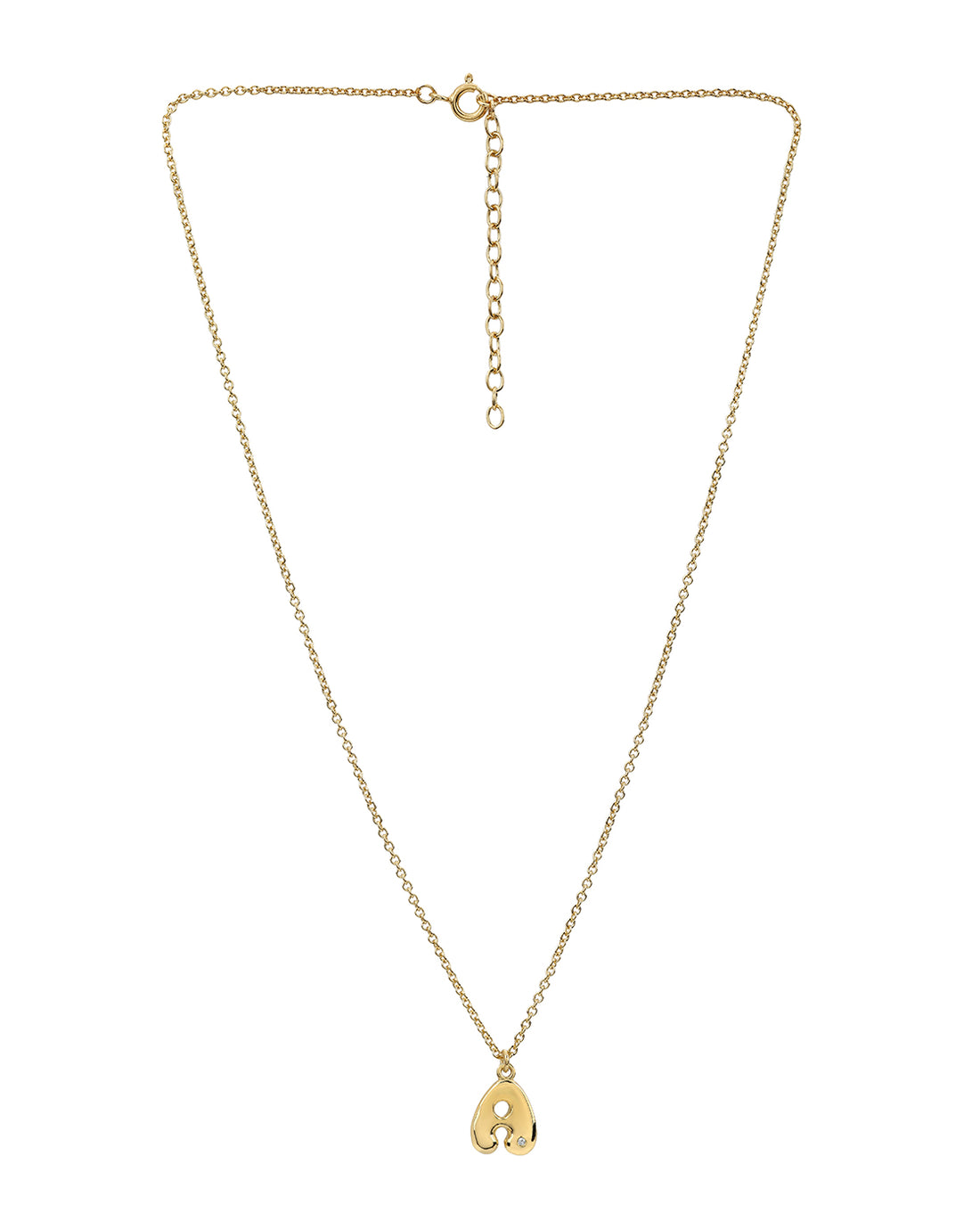 18kt Gold Plated CZ  Bubble Letter R Pendant and Chain