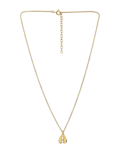 18kt Gold Plated CZ  Bubble Letter R Pendant and Chain