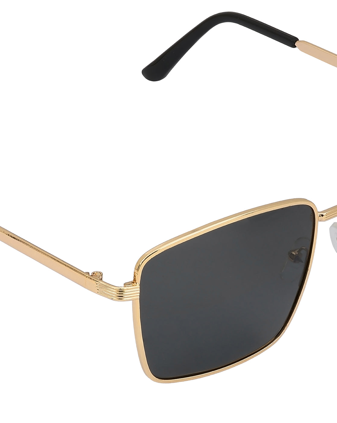 Unisex Gold and Black Toned Black Polarised Lens Rectangle Sunglasses