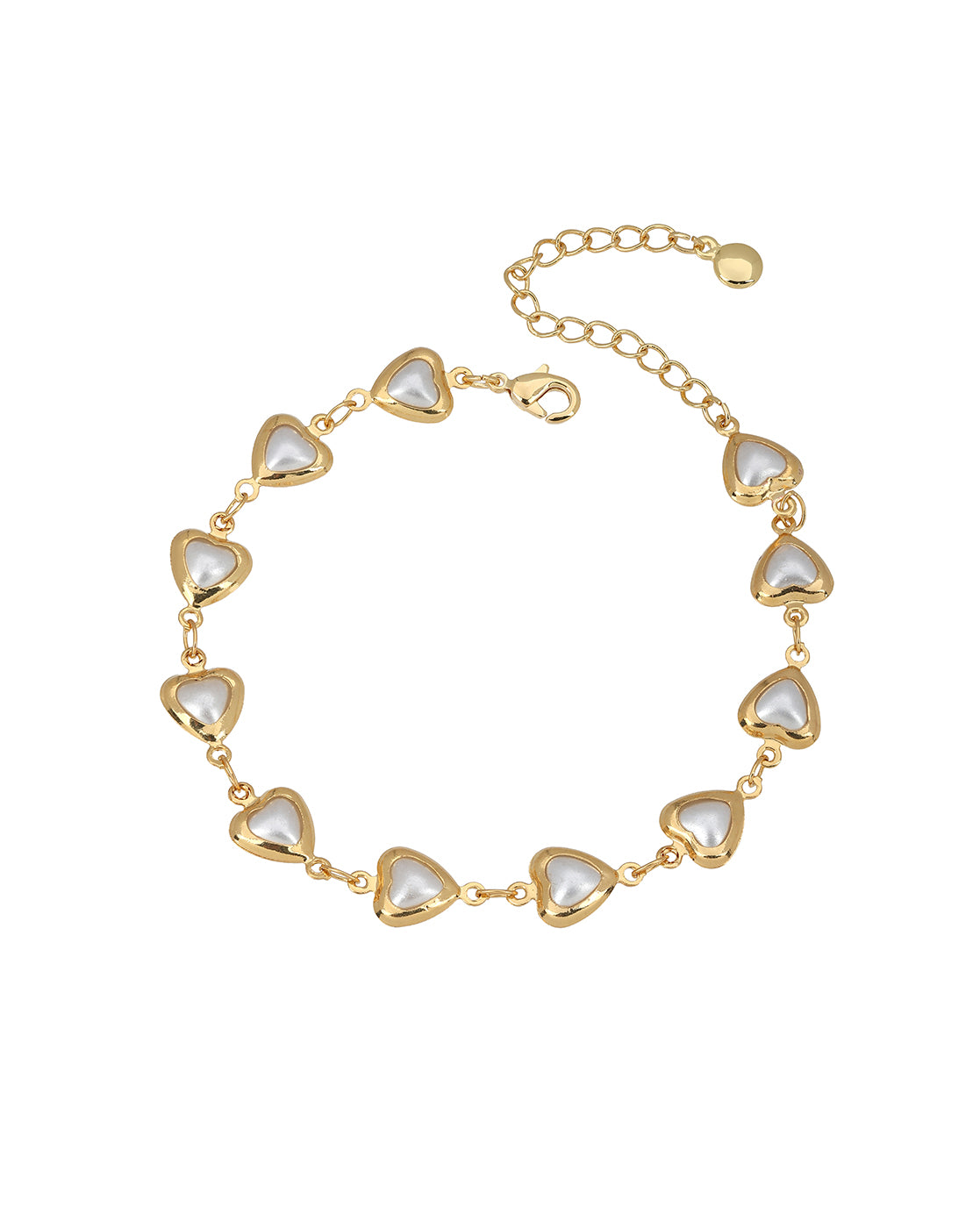 Gold Plated Designer Heart Pearl Bracelet