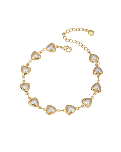 Gold Plated Designer Heart Pearl Bracelet