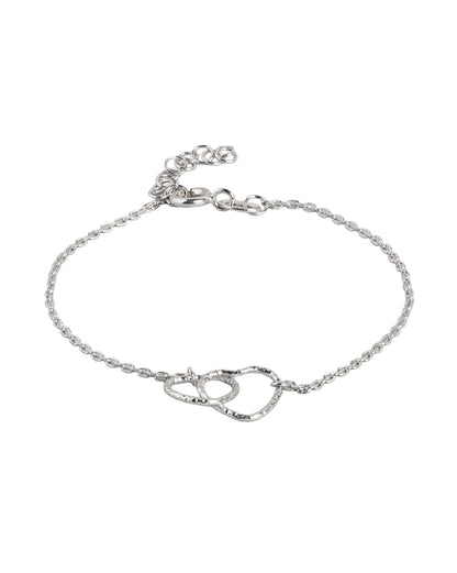 925 Sterling Silver Rhodium Plated Entangled Heart Charm Bracelet