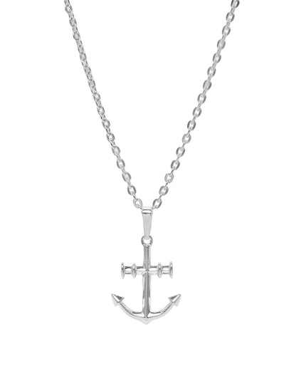 Rhodium Plated Classic Mariners Anchor Pendant for Men