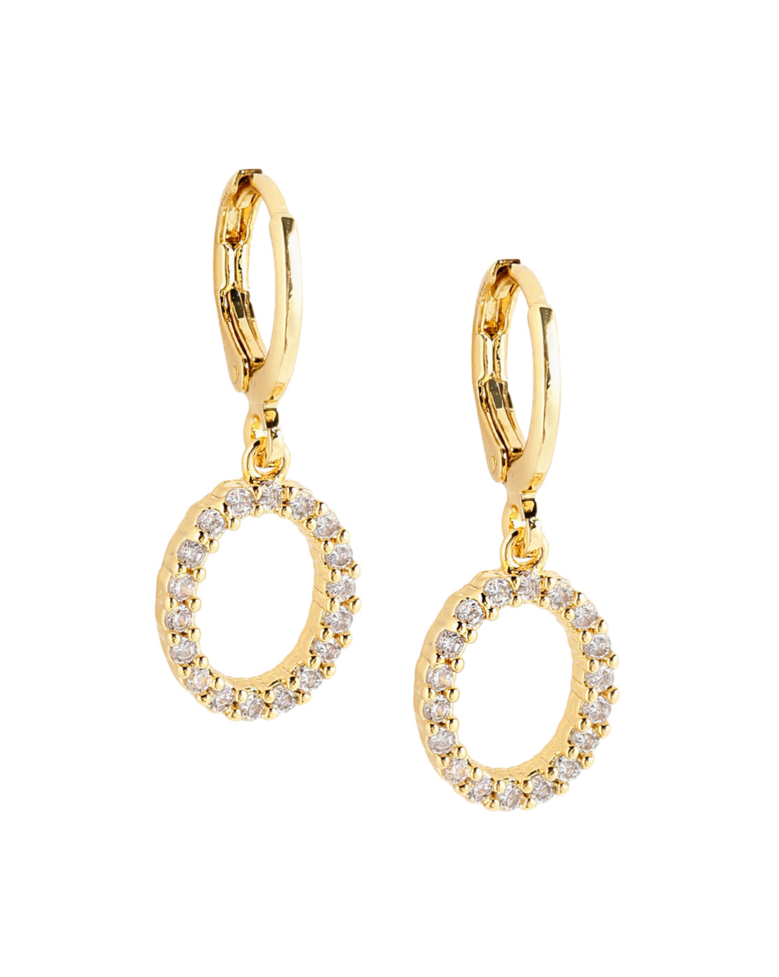 Gold Plated Contemporary Geometric CZ Hoop Earrings