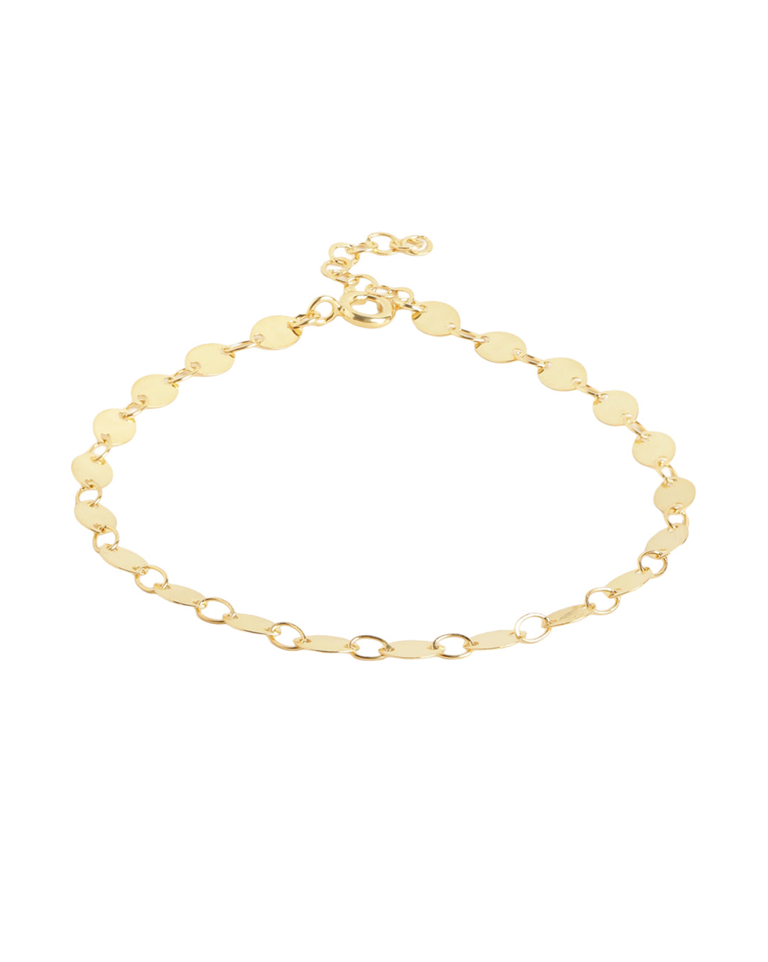 18kt Gold Plated Contemporary Oval Disc Charm Adjustable Bracelet