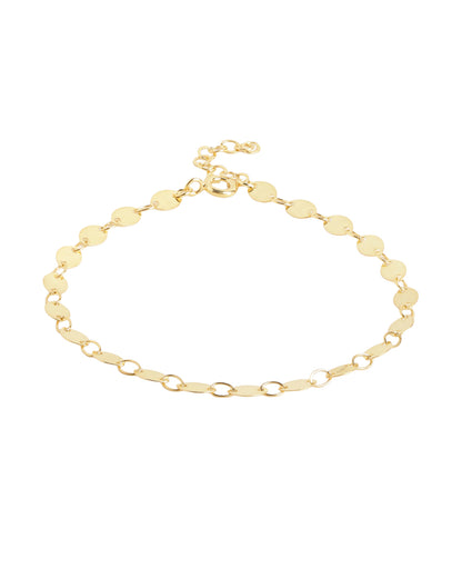 18kt Gold Plated Contemporary Oval Disc Charm Adjustable Bracelet