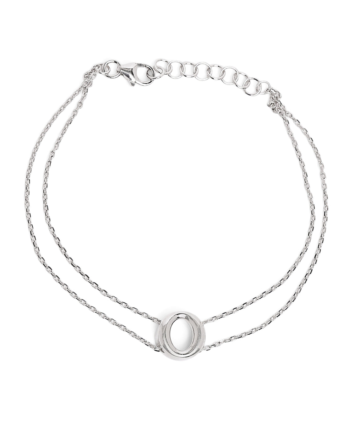 Rhodium Plated Double Chain Halo Bracelet