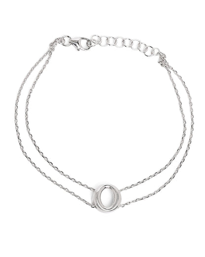 Rhodium Plated Double Chain Halo Bracelet