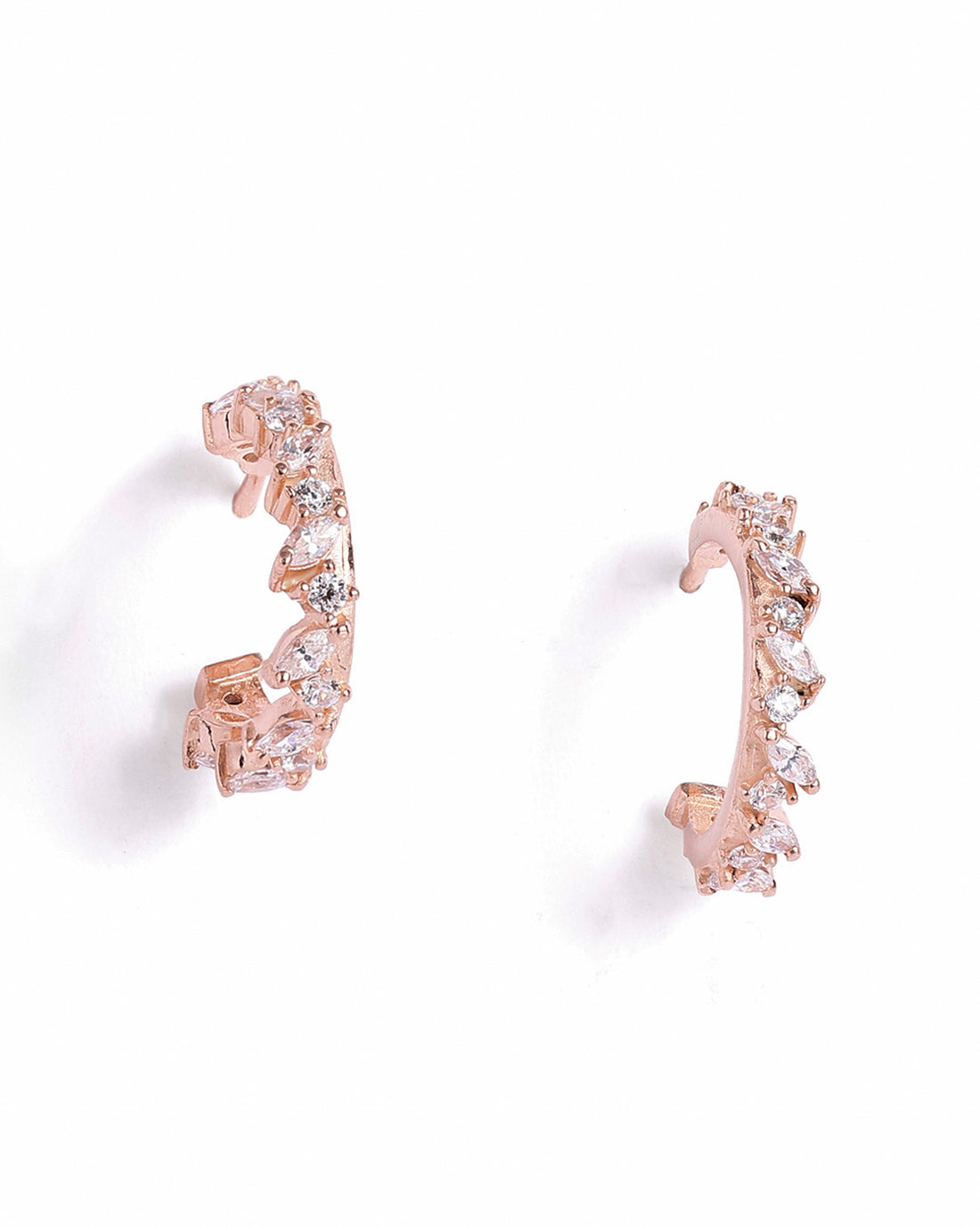 18kt Rose Gold Plated CZ Half Hoop Earring
