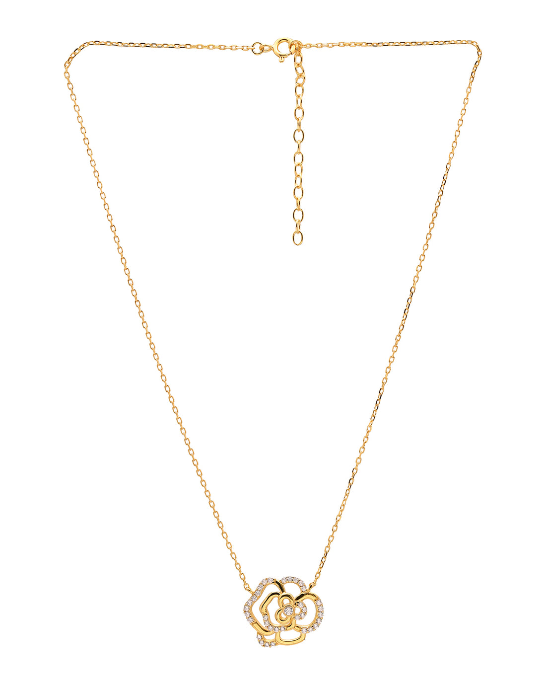 18kt Gold Plated CZ Floral Bold Necklace