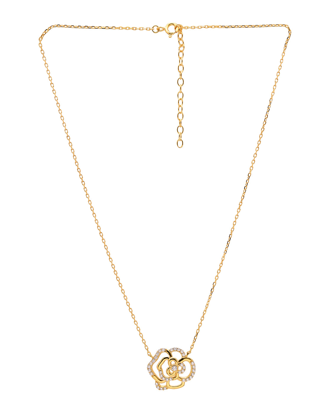 18kt Gold Plated CZ Floral Bold Necklace