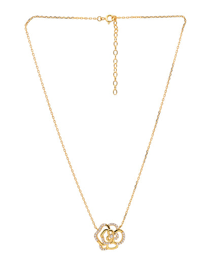 18kt Gold Plated CZ Floral Bold Necklace