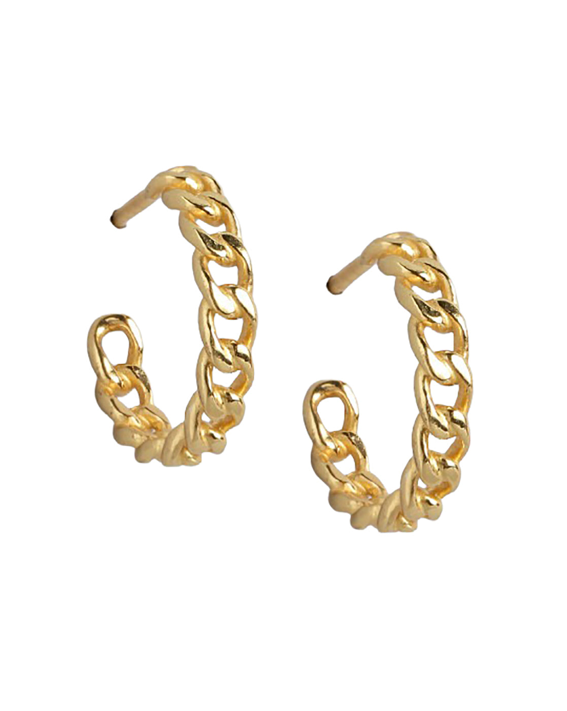 925 Sterling Silver 18kt Gold Plated Link Chain Half Hoop Earring