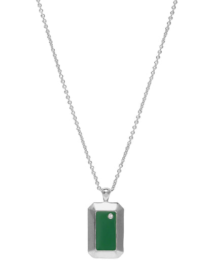 Men Rhodium Plated with CZ  and Accent Stone Enamel Pendant and Chain