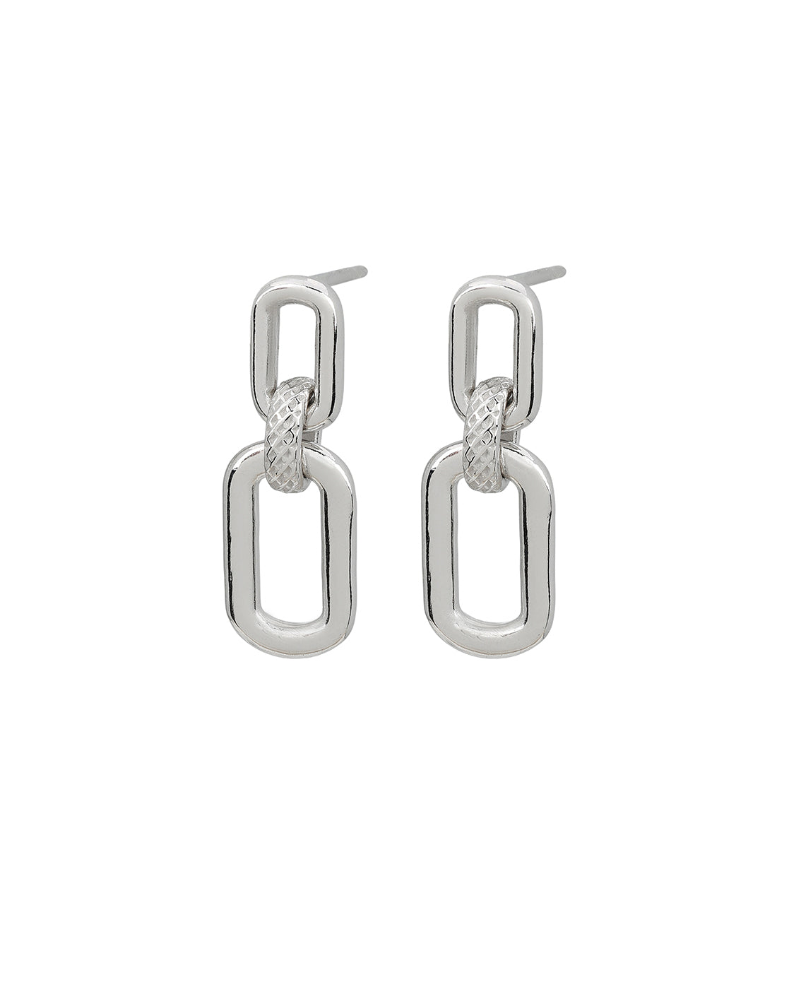 Rhodium Plated Interlocking Drop Earring