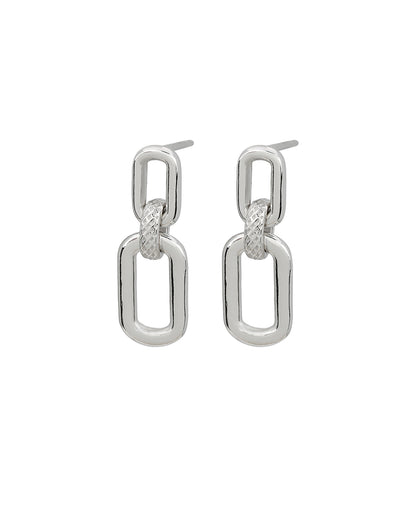 Rhodium Plated Interlocking Drop Earring