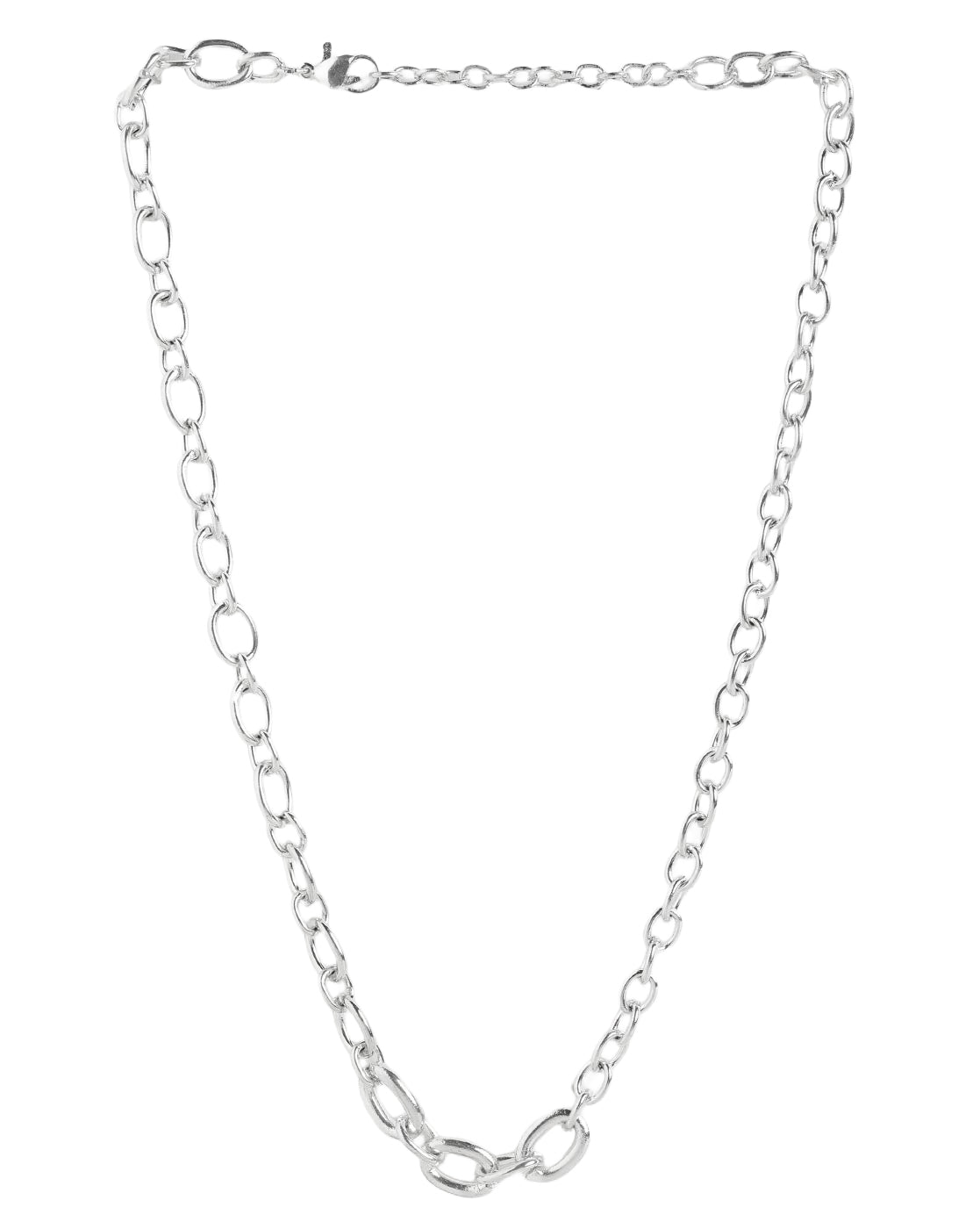 Men Silver Plated Cable Link Chain Necklace