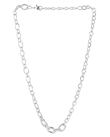 Men Silver Plated Cable Link Chain Necklace