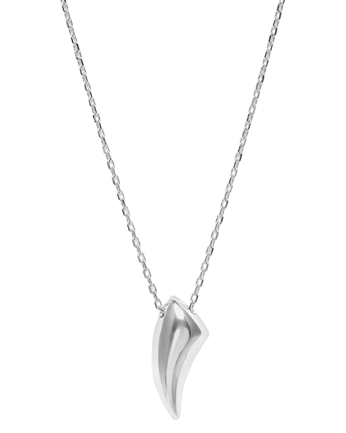Men Rhodium Plated Shark Tooth Pendant and Chain