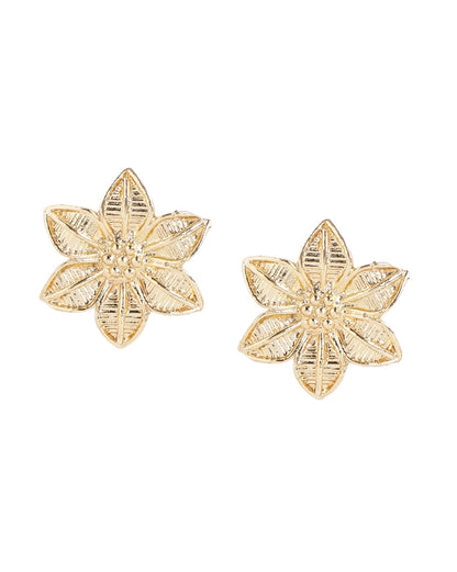 Gold Plated Blossom Flower Intricate Stud Earring