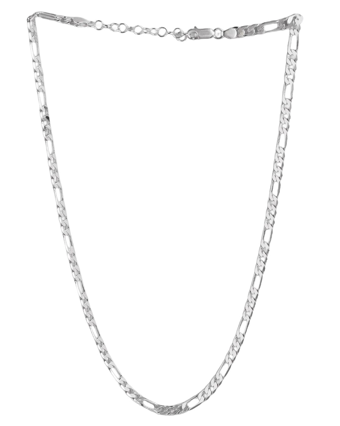 Men Rhodium Plated Figaro Chain Necklace