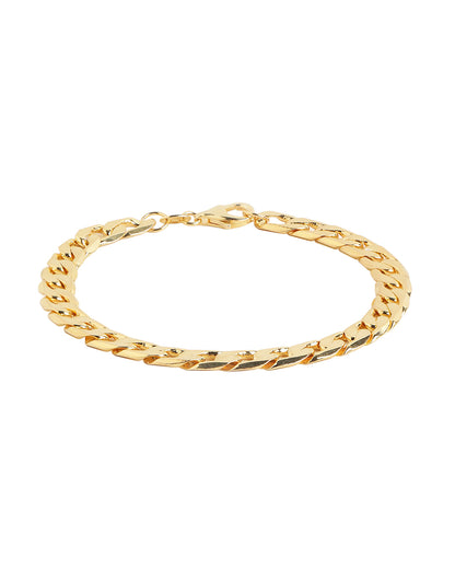 Premium 18kt Gold Plated Diamond Cut Curb Chain Bracelet for Men
