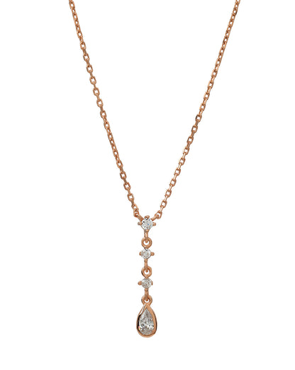 18kt Rose Gold Plated Solitaire Lariat Necklace