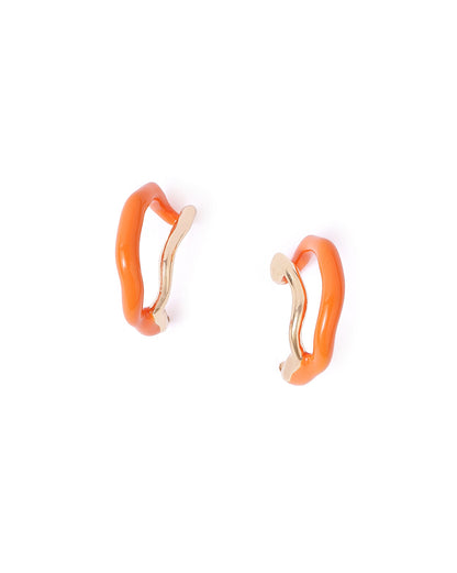 18kt Gold Plated Enamel Half Hoop Earring