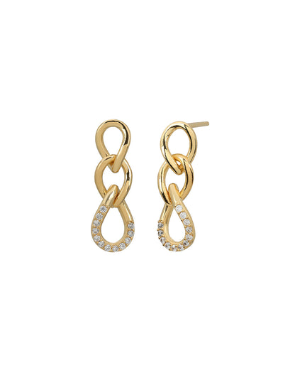 18kt Gold Plated CZ Interlocking Drop Earring