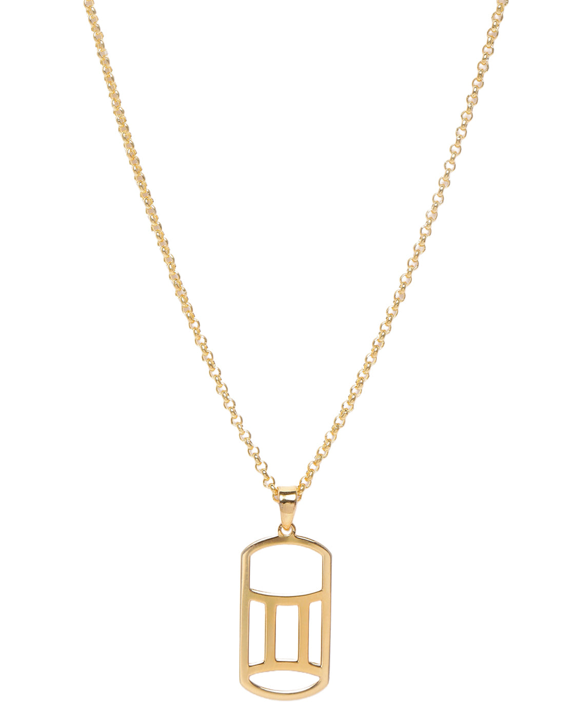 Men 18kt Gold Plated Gemini Zodiac Pendant and Chain