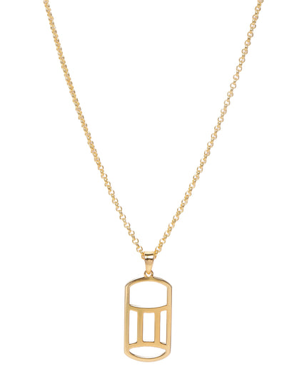 Men 18kt Gold Plated Gemini Zodiac Pendant and Chain