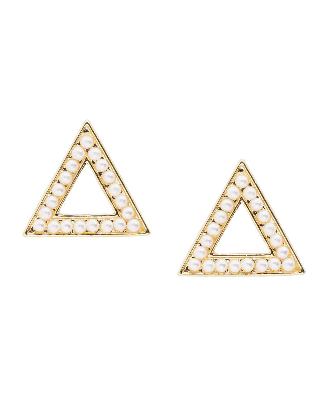 18kt Gold Plated Triangular Mini Pearl Stud Earring