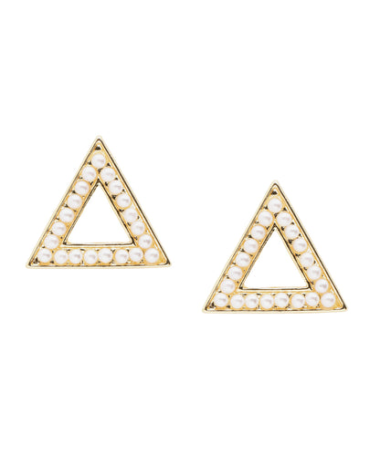 18kt Gold Plated Triangular Mini Pearl Stud Earring